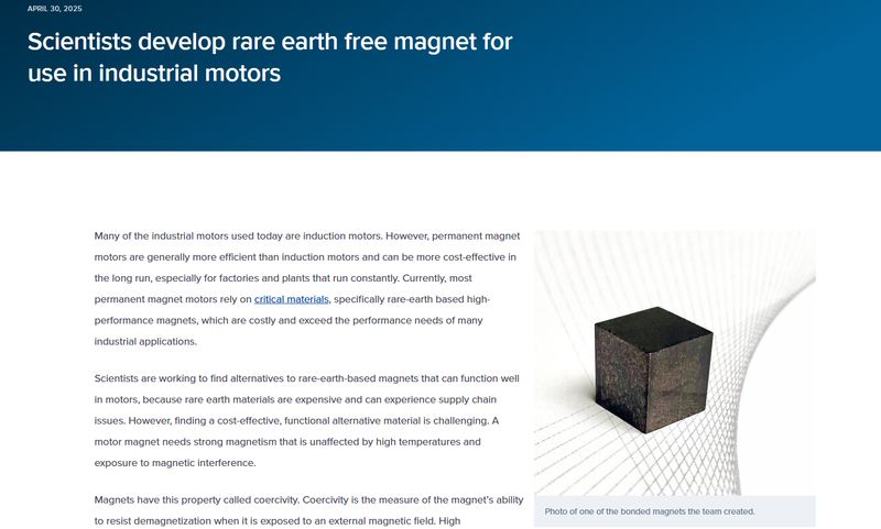 AMES Lab Scientists develop rare earth free magnet for use in industrial motors