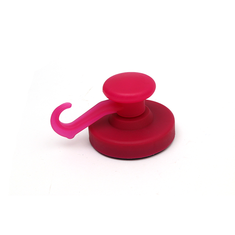 Neodymium hook magnet rubber coated with plastic case